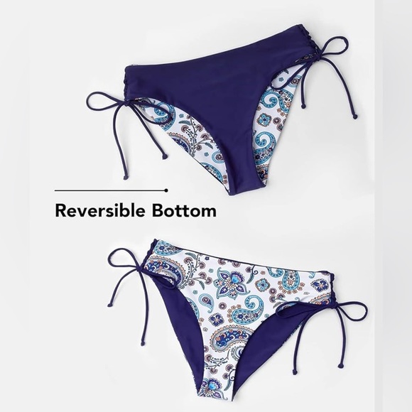 Women’s Dream Two Piece Reversable Bottom Bikini Swimsuit Set NWT Size M - Picture 2 of 3